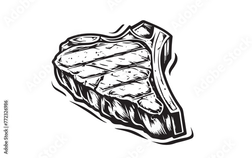 Grilled steak, Hand drawn style, vector illustrations