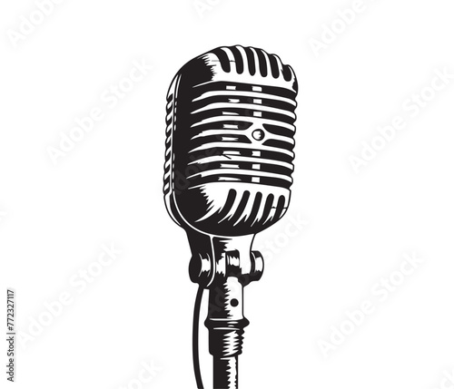 Retro microphone isolated on white	
