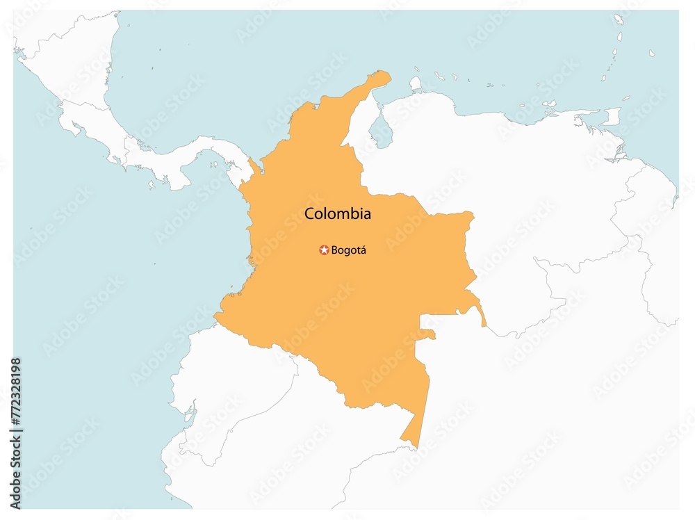 Outline of the map of Colombia with regions