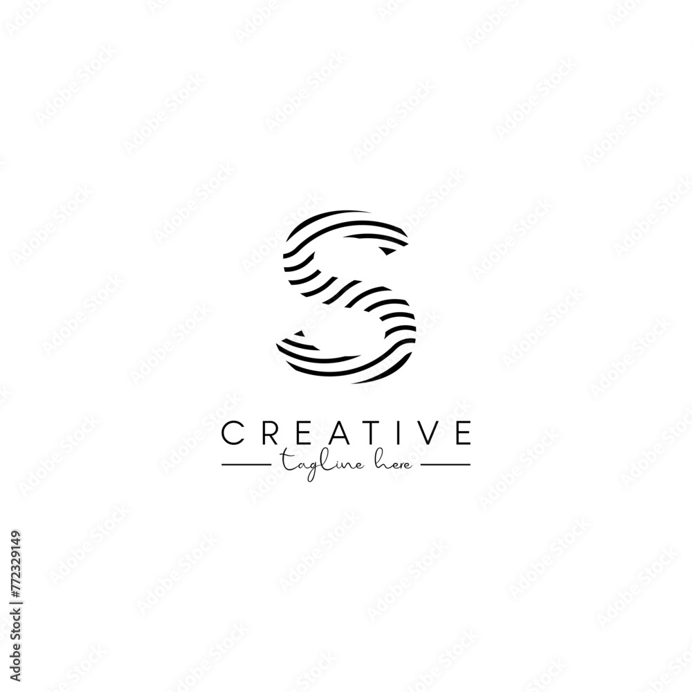 Creative unique letter S initial based stylish wave logo design.