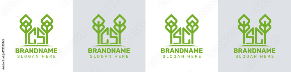 Letters CS and SC Greenhouse Logo, for business related to plant with CS or SC initials Letters CS and SC Greenhouse Logo, for business related to plant with CS or SC initials