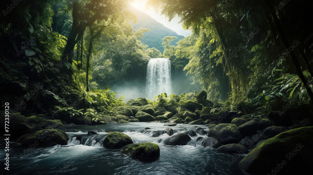waterfall in the forest hills. waterfall in the forest hills.