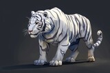 3d Illustration of White Tiger Albino Isolated on Dark Background