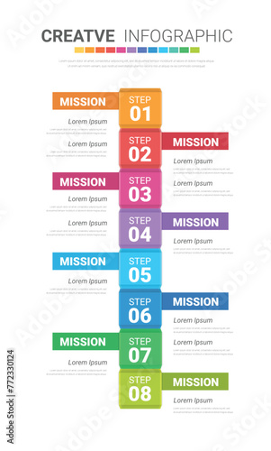 Vector Infographic label design with icons and 8 options or steps. Infographics for business concept. Can be used for presentations banner  workflow layout  process diagram  flow chart  info graph.