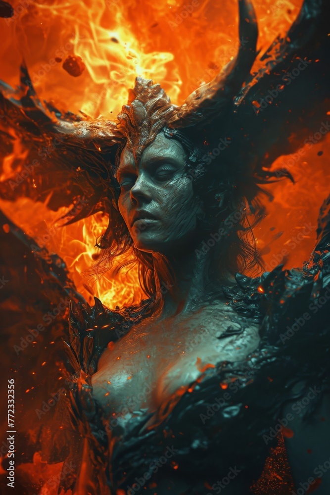 portrait of a person in a fire portrait of a person in a fire