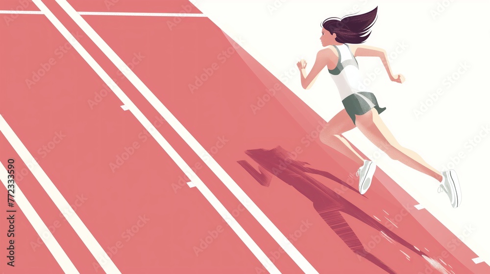 Athletes girl running, flat abstract colorful cartoon illustration Athletes girl running, flat abstract colorful cartoon illustration