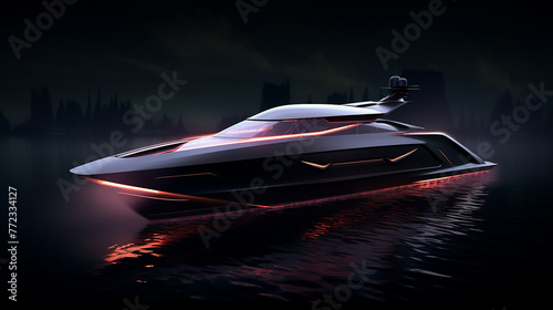 Illustration of futuristic electric yacht design vector.