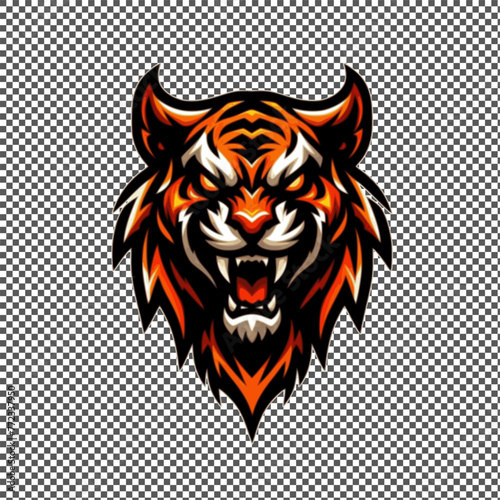 vector style of tiger, menacing creature suitable for a logo with a tranasparent background