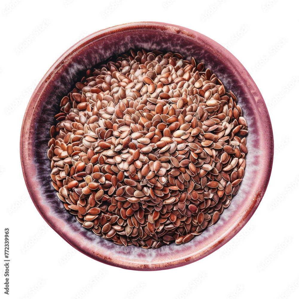 Superfood ingredient a bowl of flax seeds on transparent background Superfood ingredient a bowl of flax seeds on transparent background