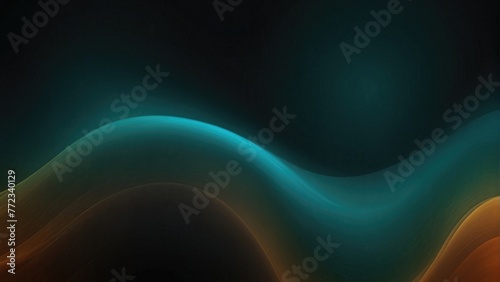 Whirlpool Teal, Orange, Cyan, and Black Smooth Color Gradient Swirl Background with Dark Grainy Texture for Web Banner, Poster, and Cover Design © Oleksii