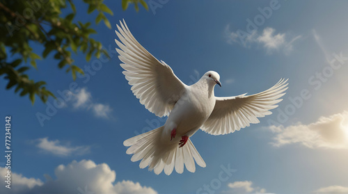 beautiful peace white dove flying to get released out of a chain, freedom and victory concept.generative.ai