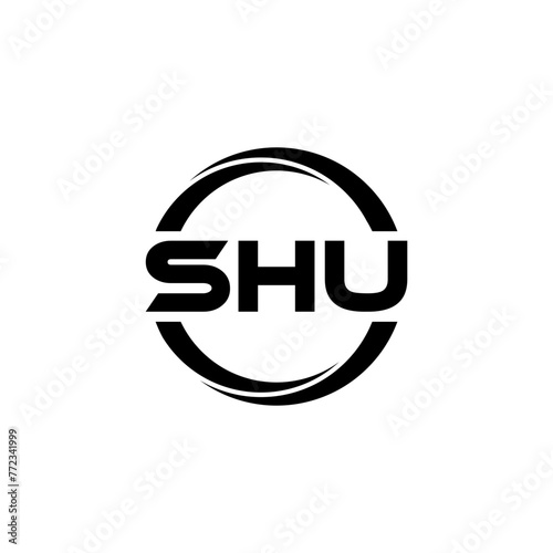 SHU letter logo design in illustration. Vector logo, calligraphy designs for logo, Poster, Invitation, etc.