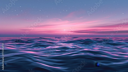 Tranquil Twilight Ocean Waves Under Soft Pink Sky - Serene Nature Background