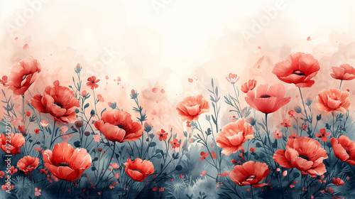 Red poppies, leaf, blossom, springtime, decoration