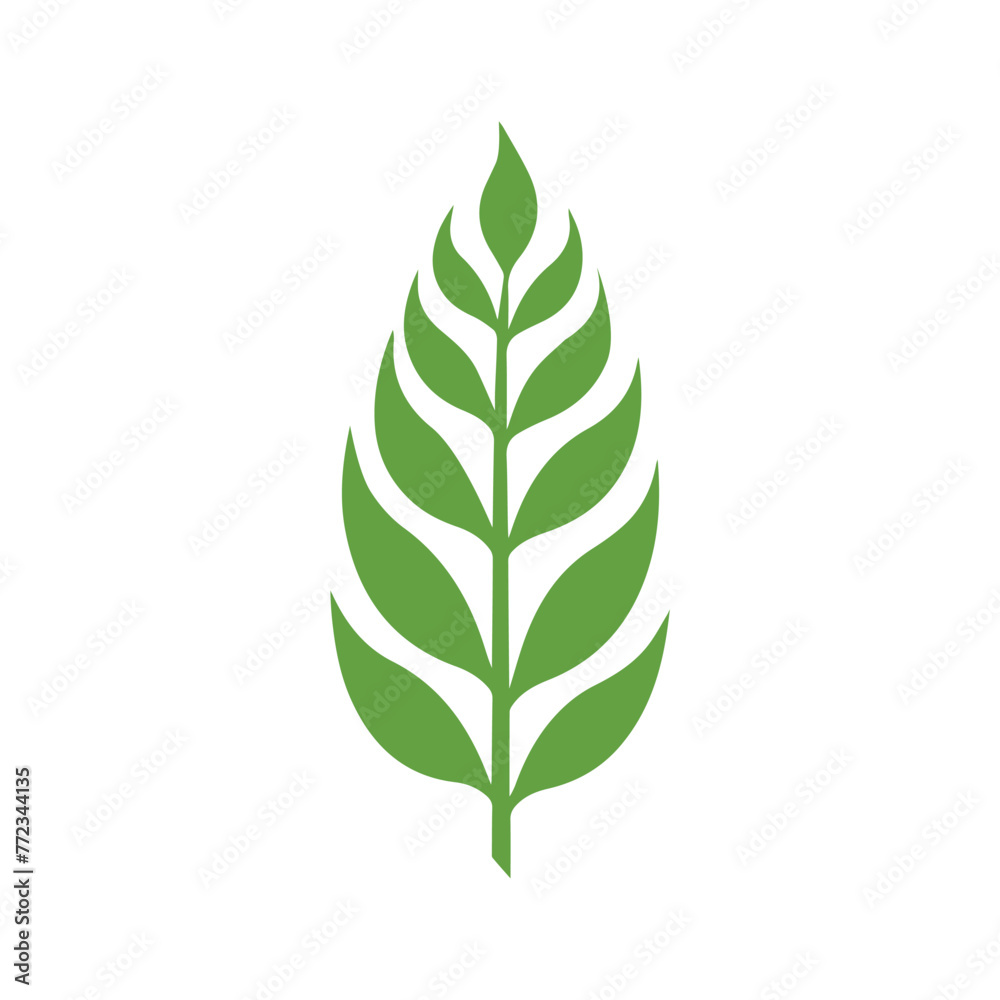 Green Leaf icon shape fresh flat vector design.