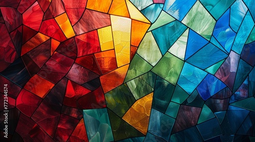 Stained Glass Artwork with Intricate Patterns and Vivid Colors for Decorative Backgrounds