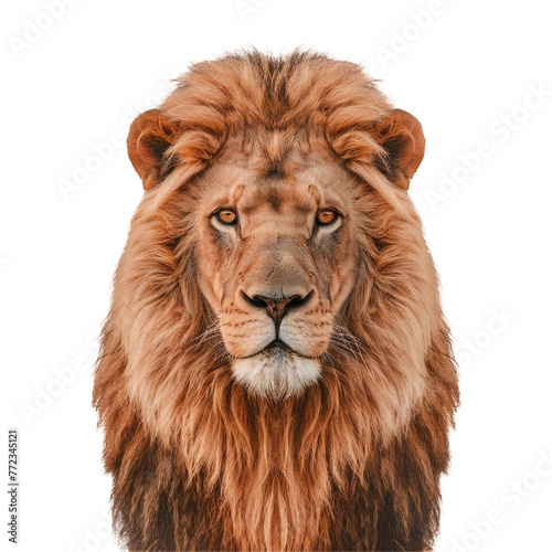 Closeup of a Masai lions face with whiskers on a transparent background on a transparent background