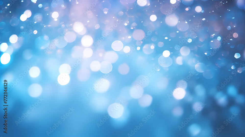 Abstract blurred soft blue beautiful glowing glitter bokeh
