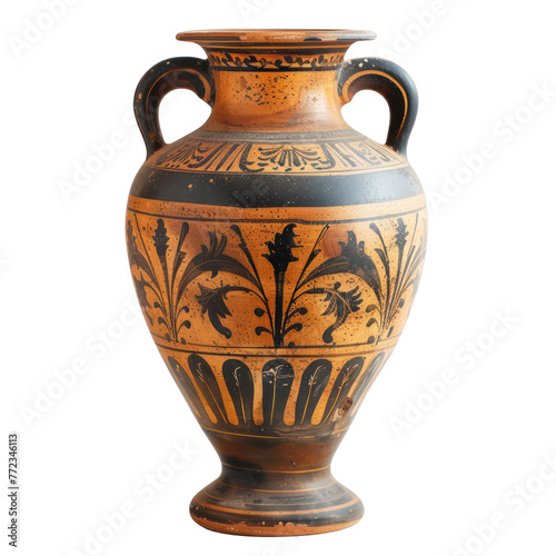 Amphora of Greek Art objsect isolated on transparent png.
