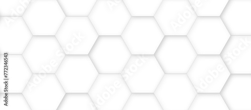 Fototapeta Naklejka Na Ścianę i Meble -  3d hexagonal structure futuristic white background and embossed hexagon abstract with hexagon background. honeycomb hexagonal background. Hexagon shape, white, shiny black. hexagon pattern shape.