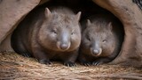 A Pair Of Wombats Cuddled Up In A Cozy Den