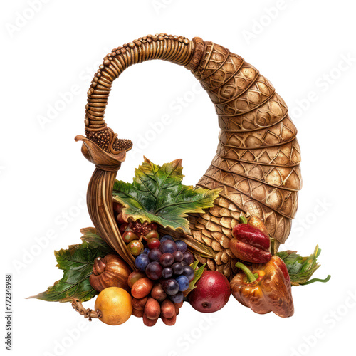 Cornucopia (Horn of Plenty) of Greek Art objsect iolate on transparent png.
 photo