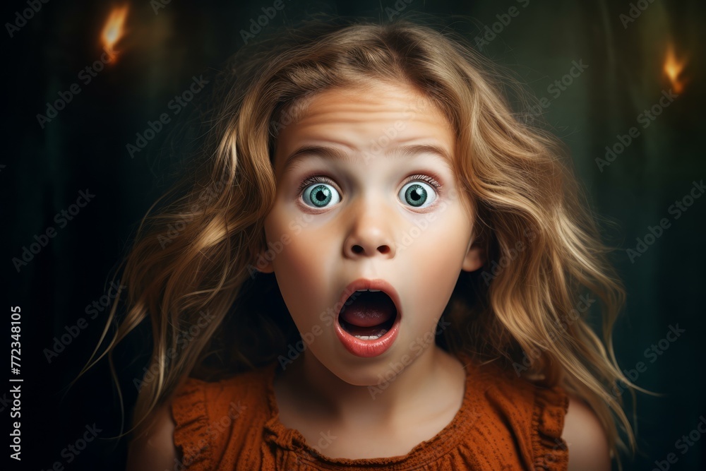 Expressive Shocked little girl banner. Young leisure school smile kid. Generate Ai Expressive Shocked little girl banner. Young leisure school smile kid. Generate Ai