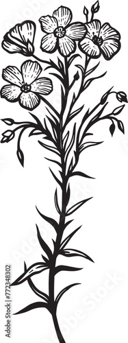 Blue Flax. Hand drawn vector plant illustration