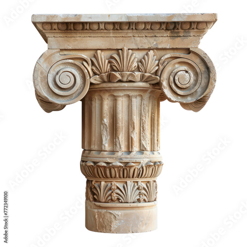  Ionic collum of Greek Art objsect iolate on transparent png.
