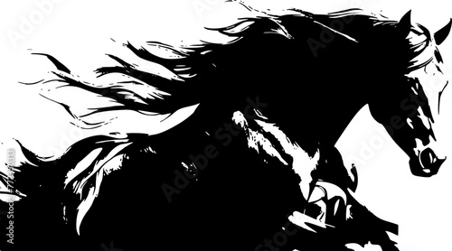 a black and white sketch of a horse