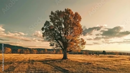 Majestic Solitary Tree in Vast Open Field © Sasint