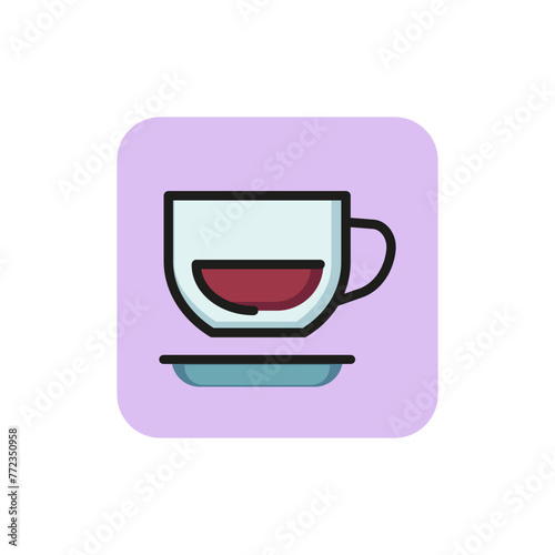 Icon of tea cup. Mug, aromatic beverage, thirsty. Refreshment concept. Can be used for topics like drink, tea party, coffee break