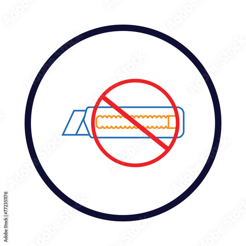 cutter, cutting, knife, don't use, not use, icon, don't use cutter icon