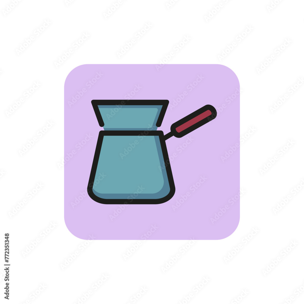 Icon of Turkish coffee. Cezve, pot, making coffee. Morning concept. Can be used for topics like unfiltered coffee, culture, recipe Icon of Turkish coffee. Cezve, pot, making coffee. Morning concept. Can be used for topics like unfiltered coffee, culture, recipe