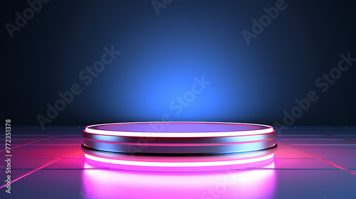 Blank product display stand with neon lights