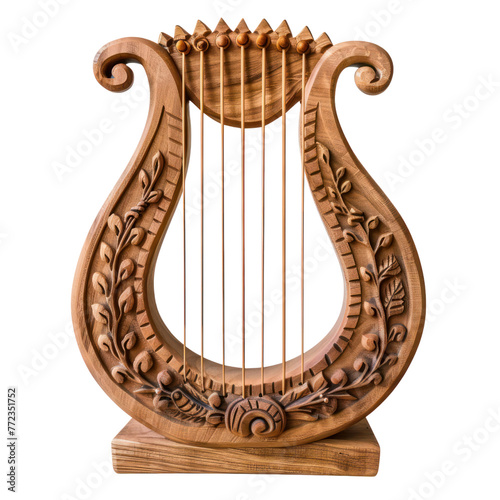Lyre of Greek Art objsect iolate on transparent png.
 photo
