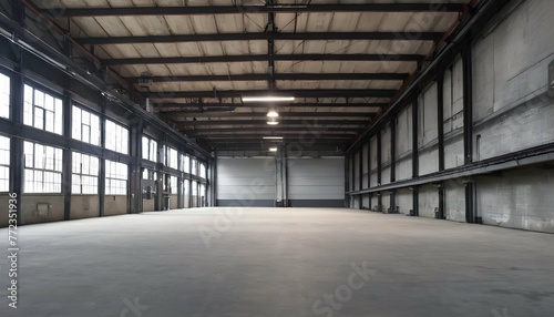 Background Banner Of An Empty Industrial Warehouse