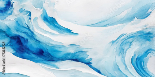 Abstract blue and white water ocean wave and curved line background. Blue wave with liquid fluid ocean texture. Ocean wave banner background