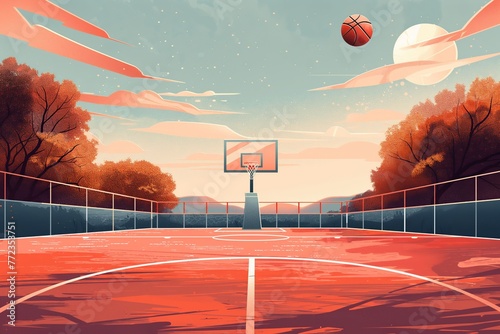 Basketball field cartoon illustration photo