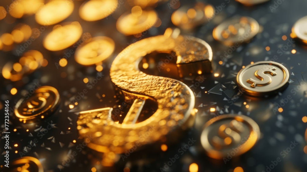 dollar sign and gold coins, currency, Bitcoin, copy and text space dollar sign and gold coins, currency, Bitcoin, copy and text space