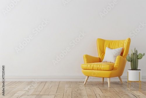 3D rendering scandinavian style living room interior mockup.
