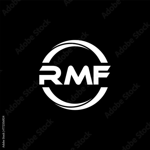 RMF letter logo design in illustration. Vector logo, calligraphy designs for logo, Poster, Invitation, etc. photo