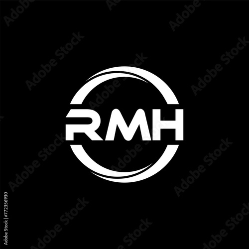 RMH letter logo design in illustration. Vector logo, calligraphy designs for logo, Poster, Invitation, etc. photo