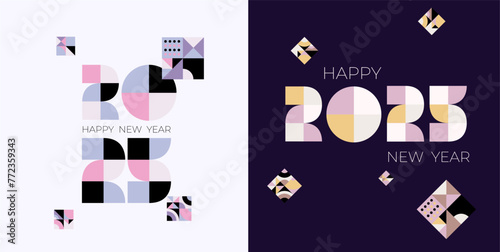 Luxury colorful truncated number illustrations. Happy new year 2025 design. Premium design for poster, banner, greeting, social media and New Year 2025 celebration. Vector illustration.