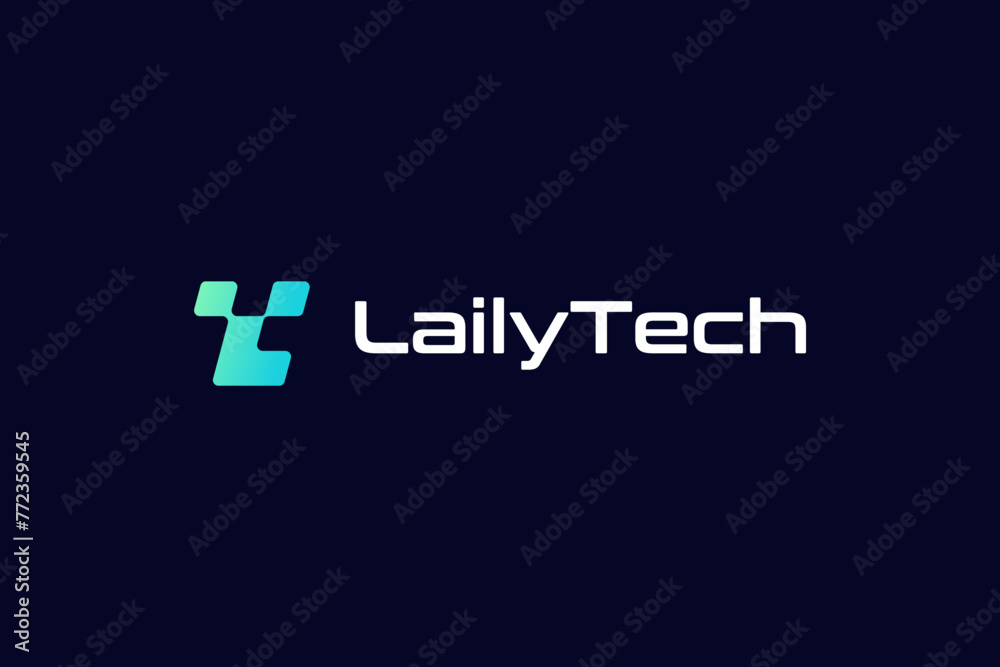 initial letter LT technology logo design