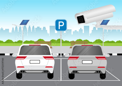 CCTV Security Camera or Surveillance Camera and ATM machine. Safety and Security Banking Concept. Vector Illustration. 