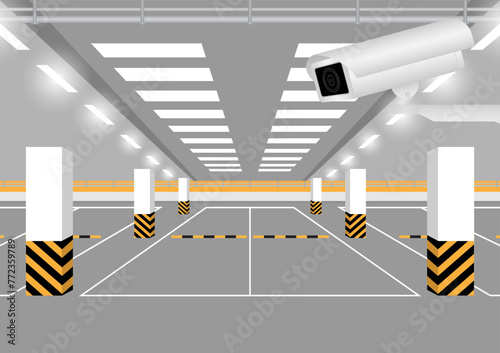 CCTV Security Camera or Surveillance Camera and ATM machine. Safety and Security Banking Concept. Vector Illustration. 