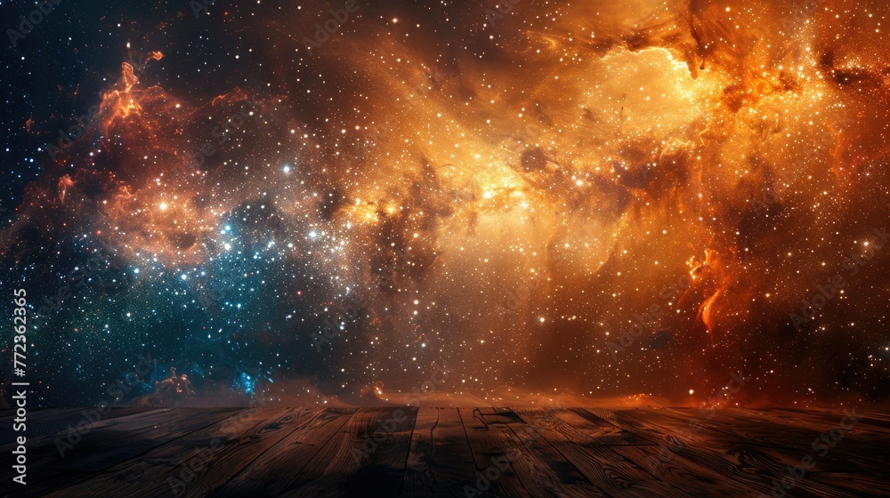 Majestic galactic scene with glowing nebulae and celestial dust, inspiring awe and symbolizing the vastness of space, Concept of cosmos and exploration