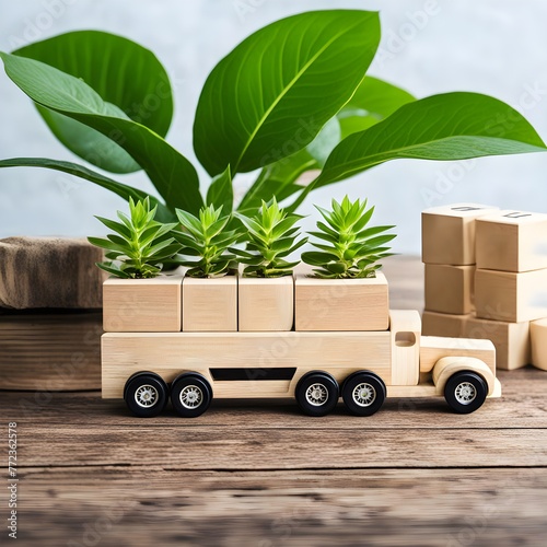 a business isputting-wooden blockswith a growing plant on a table  photo