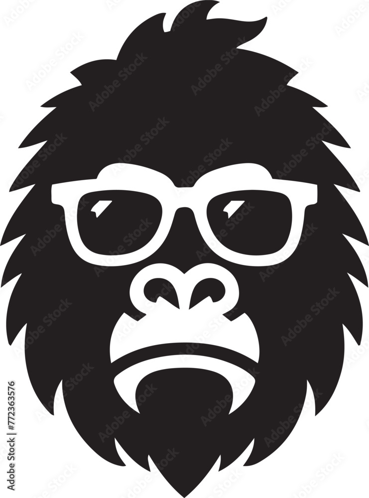 Gorilla in sunglasses. Gorilla face on white background. Cool gorilla icon.